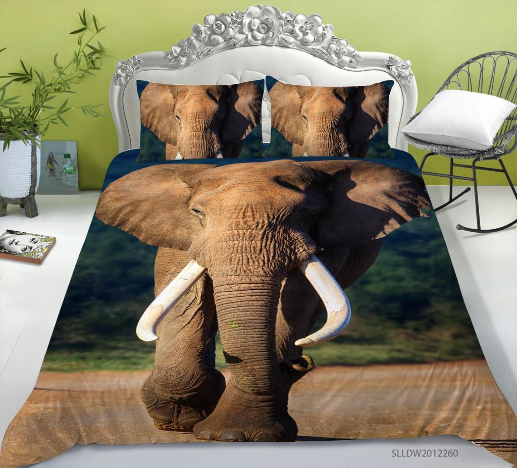 Новая мода комплект пододеяльников со слоном королевского размера, постельные принадлежности, роскошный домашний текстиль, мягкий пододеяльник с 3D принтом животных, детское постельное белье