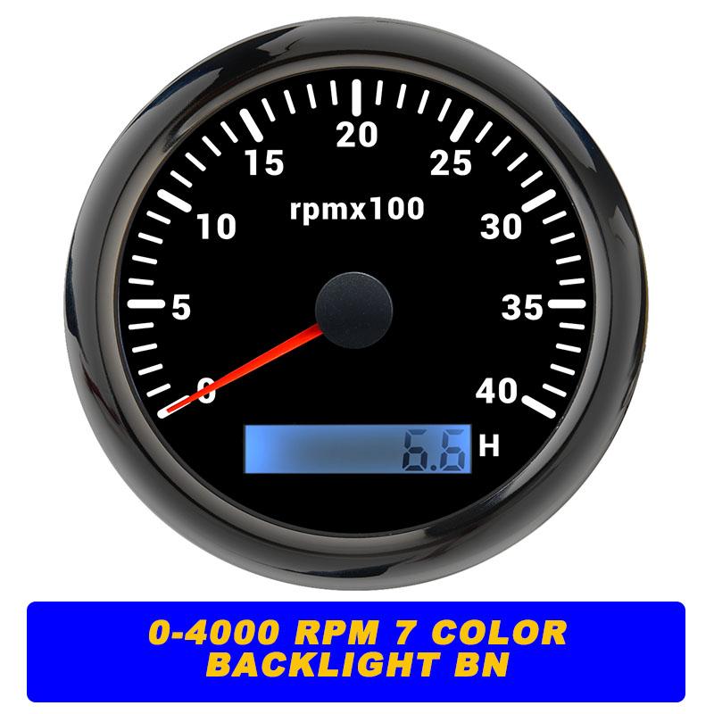 New 7 Color Backlight 85mm Tachometer Gauge For Marine Boat Car Truck 9-32V LCD 3K~8K RPM Tacho Digital Hour Meter
