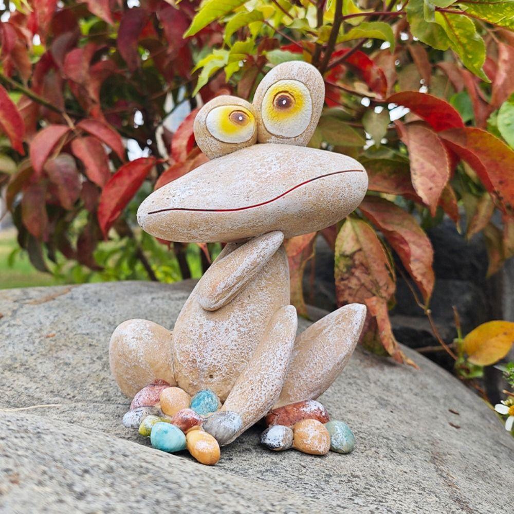 Мультяшная статуэтка лягушки Милое садовое украшение Садовое украшение Скульптура животного Дети