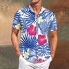 Men's Vintage Button Down Bowling Shirts Short Sleeve Summer Beach Shirt