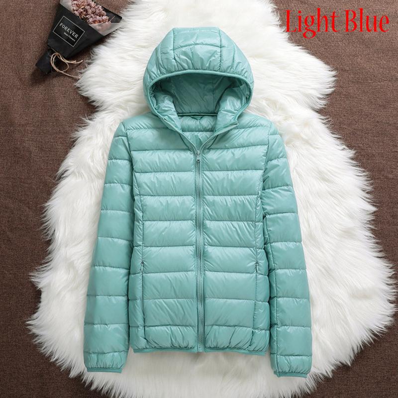 Women Casual Windproof Parka White Duck Down Jacket Coat Hooded Warm Autumn Winter