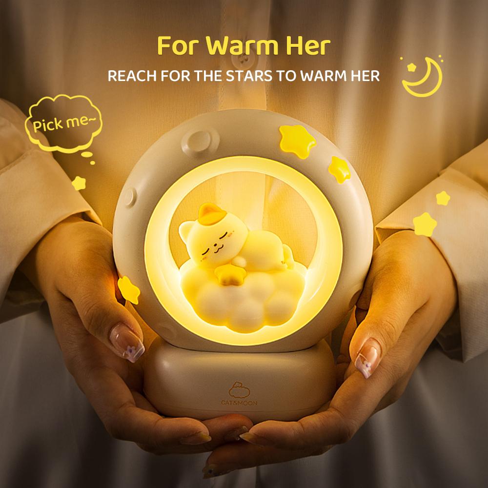 Милый кот ночник мультфильм творческая атмосфера украшения украшения для детской комнаты прикроватная зарядка мягкие светодиодные огни подарок