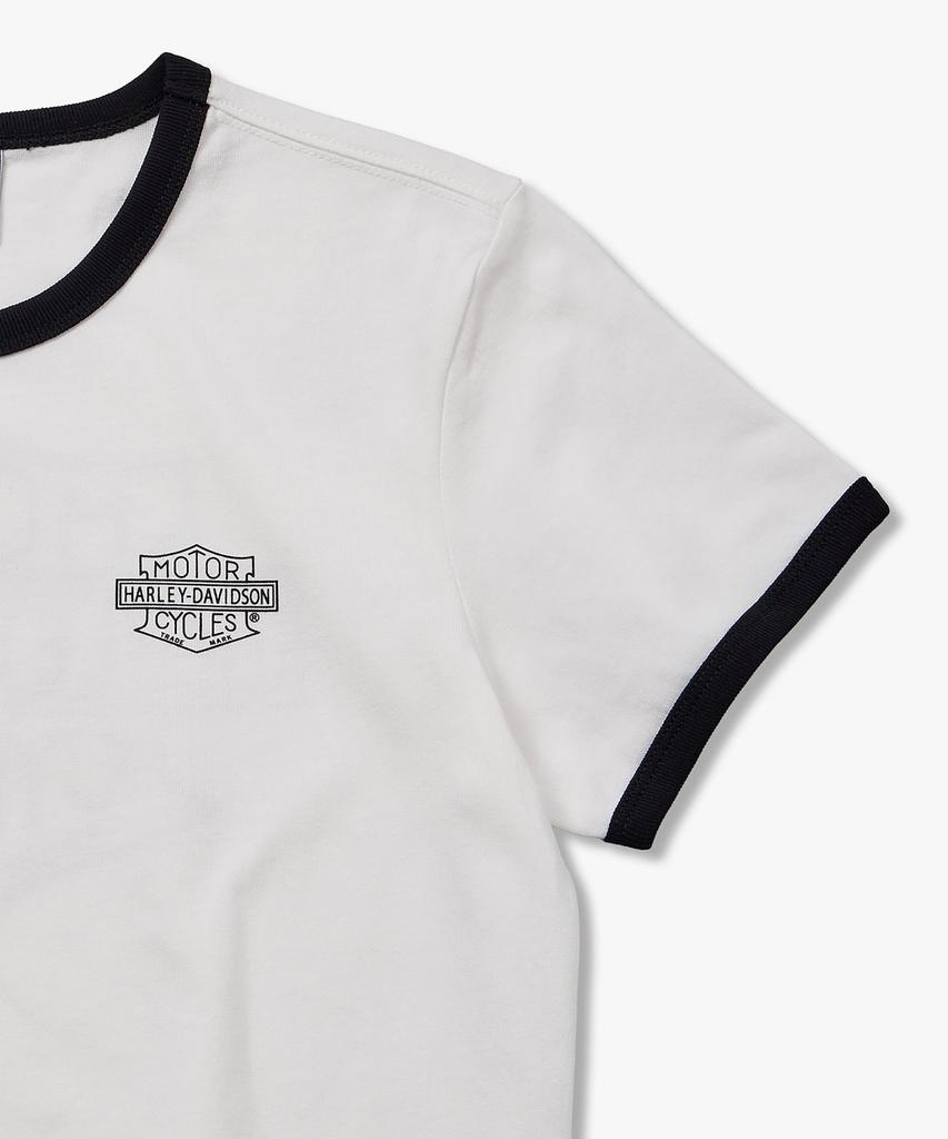 HARLEY-DAVIDSON COLLECTIONS® [Женская] Укороченная футболка-майка с принтом Harley Bar & Shield Белый_Hh26111057