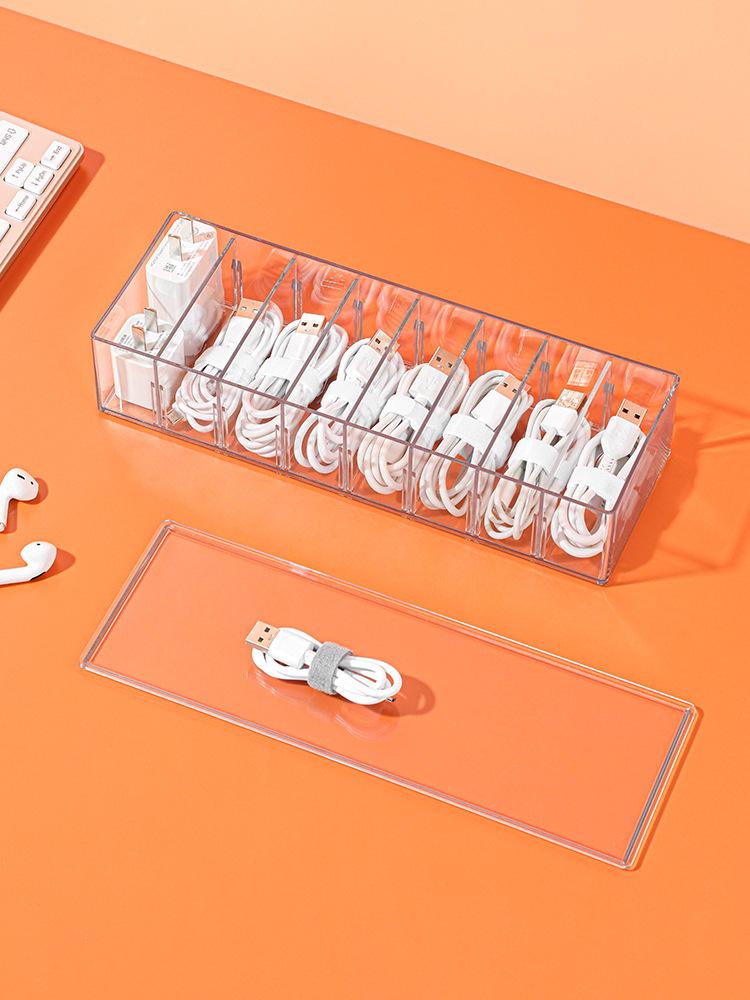 Power Cable Organizer Set: Desktop Charger & Data Cable Storage with Cover