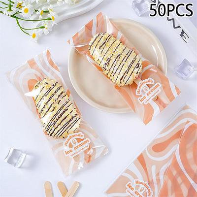 50 шт. одноразовые пластиковые пакеты для мороженого, прозрачный защитный чехол для хранения мороженого, сделай сам