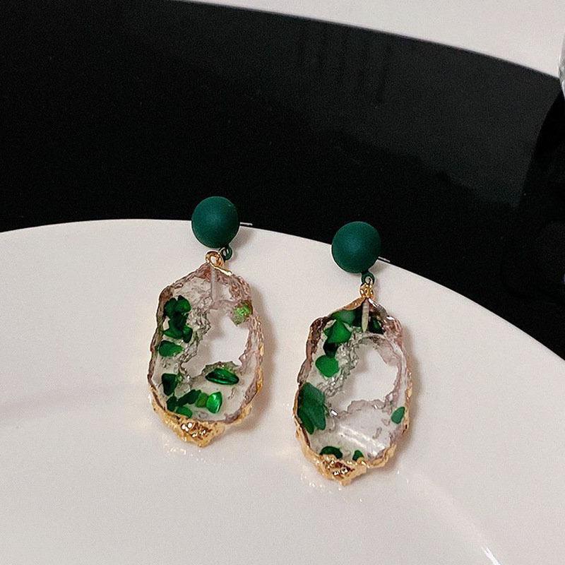 Серьги высокого класса в стиле легкой роскоши с модным и универсальным характером, зеленые ретро-персонализированные серьги