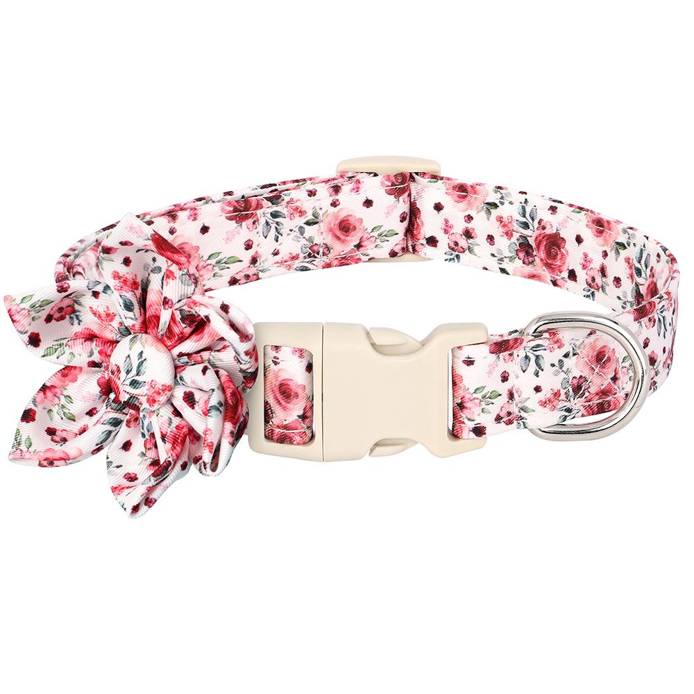 Модный нейлоновый ошейник для собак с цветочным принтом, регулируемый весенний ошейник для собак с цветком для маленьких и средних собак, мопса, чихуахуа