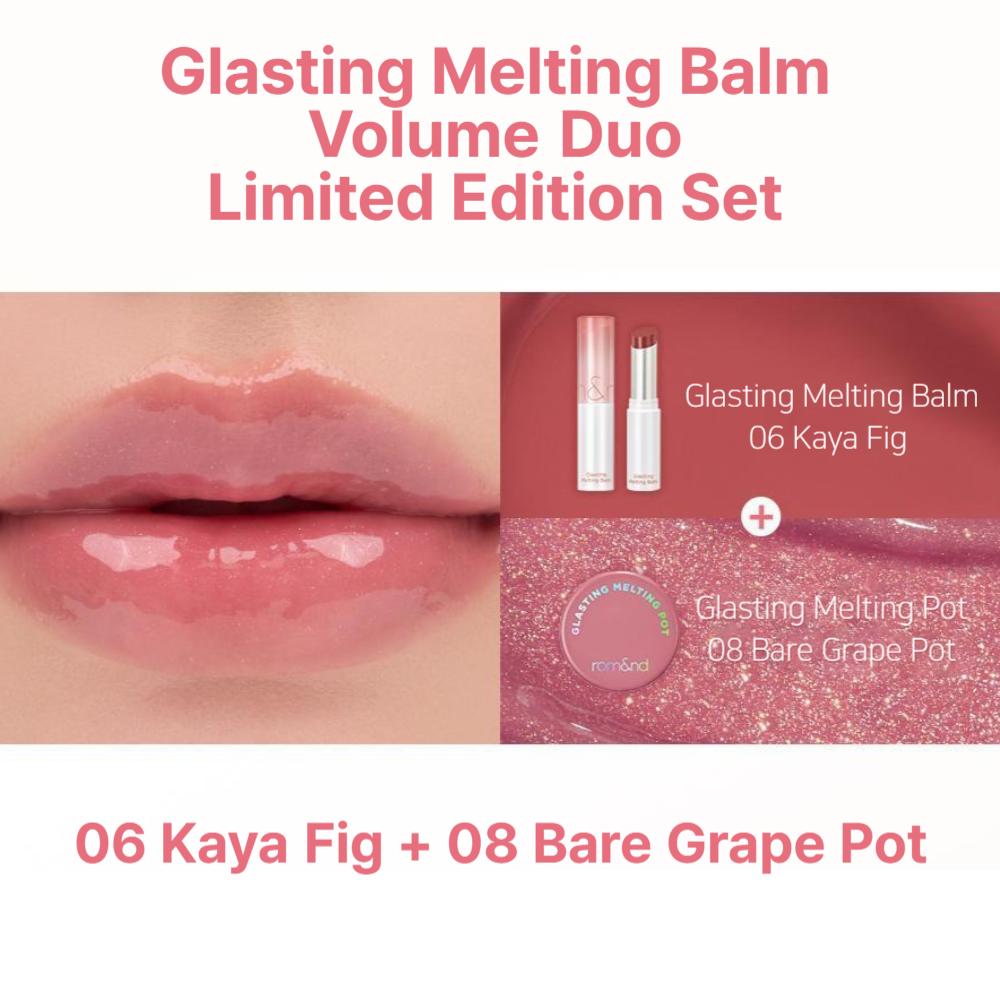 Rom&nd Glasting Melting Balm + Glasting Melting Pot – Набор из двух средств для объема, лимитированная серия, корейский увлажняющий бальзам для губ с глянцевым финишем
