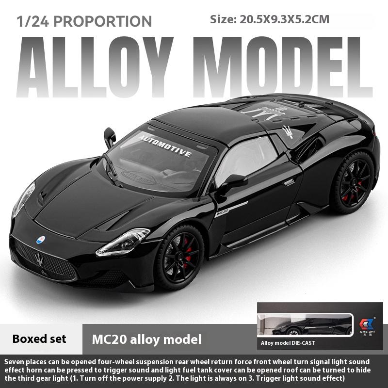 Модель спортивного автомобиля Maserati MC20 из сплава, литая под давлением, масштаб 1/24, детская игрушечная машина со звуком и светом, подарок на день рождения для мальчика, украшение для рабочего стола