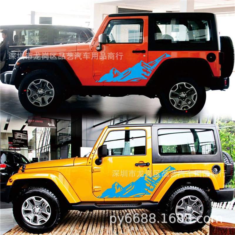 Наклейка на боковую юбку Jeep Wrangler SUV с графикой «Снежная гора» D-851