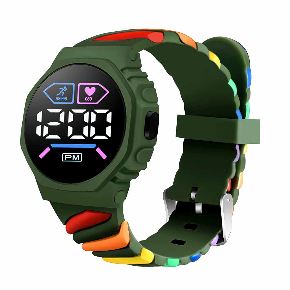 Children Kids Watch LED Digital Wristwatch for Boys Girls Waterproof Silicone Rainbow Kids Student Sport Electronic Watches