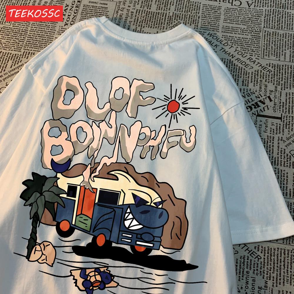 Street Cotton Womans T-Shirts Cartoon Desert Bus Graphic Prints Short Sleeve O-Neck Oversize Breathable Trend Female Clothes