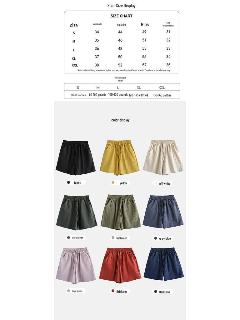Women's Wide-Leg Cotton Linen Shorts: Trendy Spring/Summer Casual Bermudas for Sports or Home.