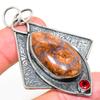 Natural Bird Eye Jasper, Garnet Gemstone 925 Sterling Silver Pendant 2.60" J3z99