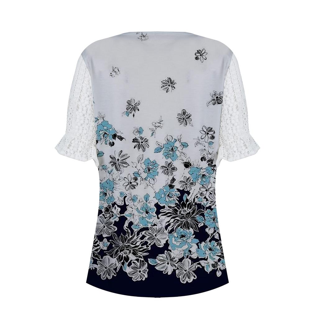 Women Outfits Summer Casual Beach Cover Up Loose Gradient Chiffon Short Shirt Hide Belly Tunic Tops