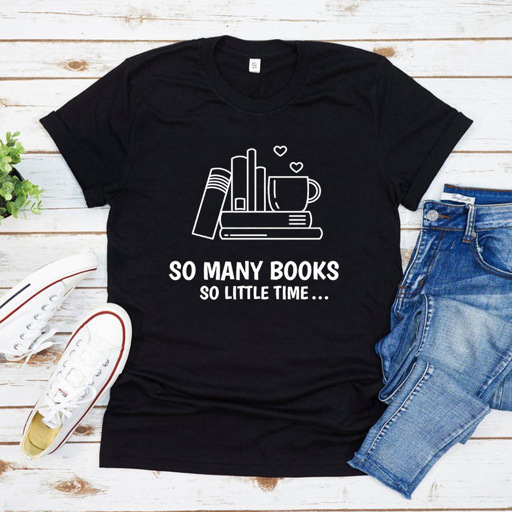 Many Books T-Shirt Book Lover T Shirt Librarian Shirt Reading Tshirt Bookworm Tee Women Graphic Casual Tshirt Summer Tops