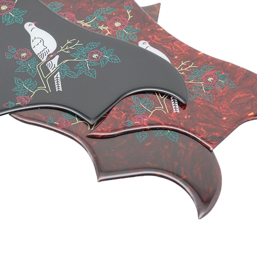 1R Pigeon Flower Crystal Epoxy Resin Guitar Pickguard Elastic Soft Rubber Anti-Scratch Plate For Folk Acoustic Guitar