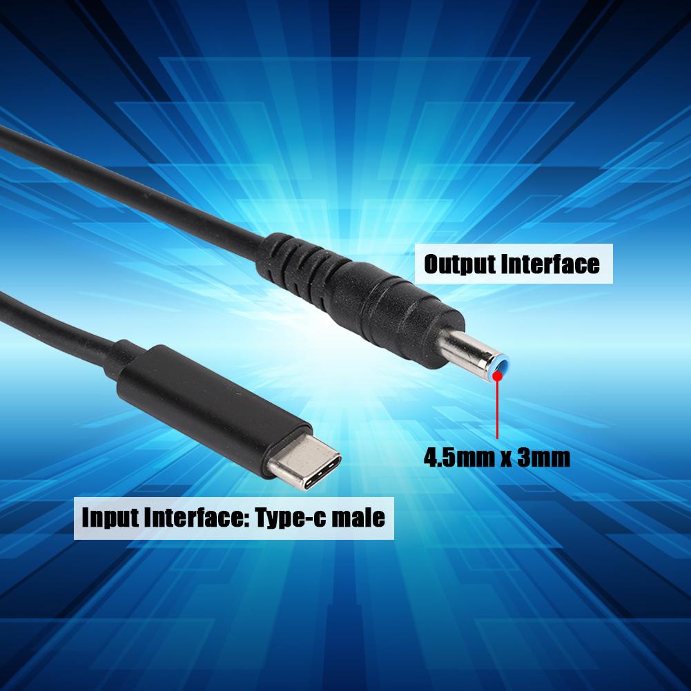 Кабель с разъемами DC 19 В 65 Вт PD Индукционный чип Кабель USB на DC 4,5 мм x 3,0 мм Выход для HP TYPE C