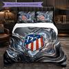 Atletico Madrid Pattern 3 Pieces Bedding Set Soft Microfiber Duvet Cover with Pillow Cases for Bedroom
