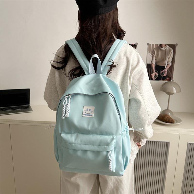 Smiling Pattern Face Solid Color Backpack Oxford Schoolbag For Daily Fashion Use