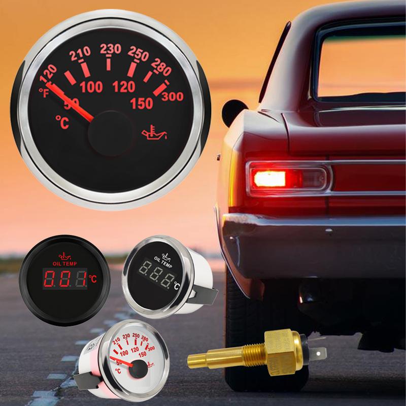 RHAXEL Oil Temperature Temp Gauge 50-150℃ with Red Backlight 52mm (2Inches) 12Volt 24Volt