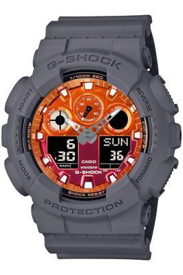 Мужские часы Casio G-Shock серии Flame Inside GA-100FL-8AJF, серые