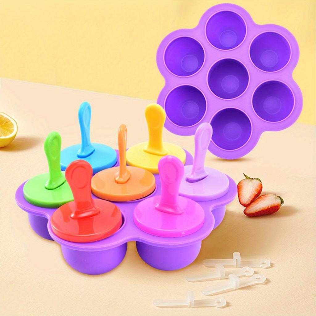 Форма для эскимо с 7 отверстиями, силиконовая форма для кубиков льда с крышкой для домашнего DIY