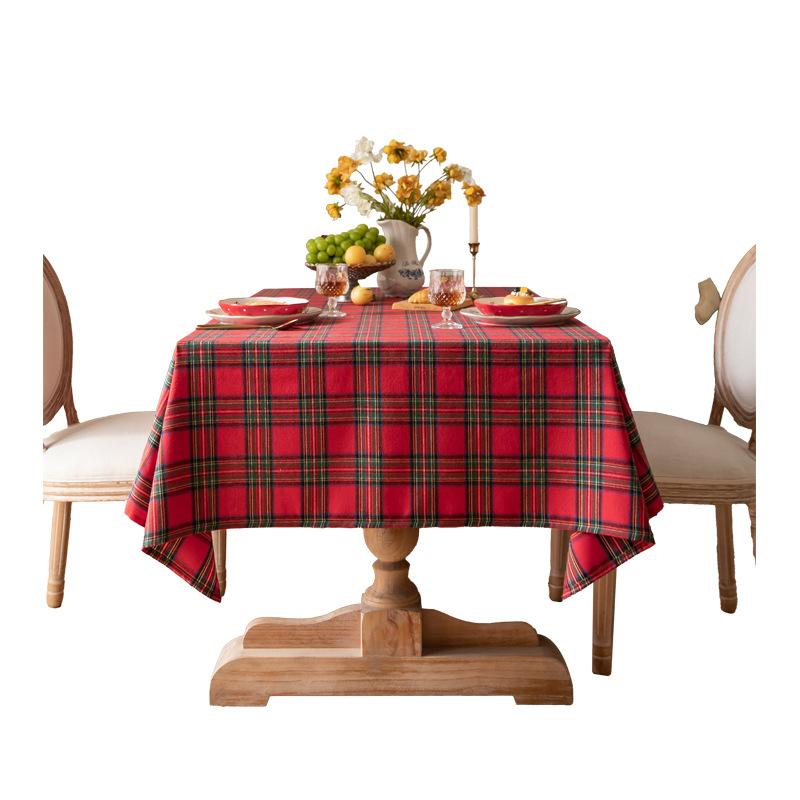Red And Green Plaid Tablecloth Cotton And Linen Art Table Cloth Christmas Party Decorative Cloth Rectangular Tablecloth Cover Cloth