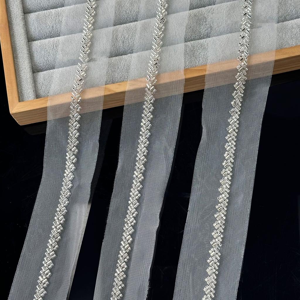 Сетка Машинная вышивка Шеврон Рисовые бусины Ручная работа DIY Ювелирные изделия Штрих-код Аксессуары для одежды Аксессуары для волос Украшение воротника Кружево из бусин