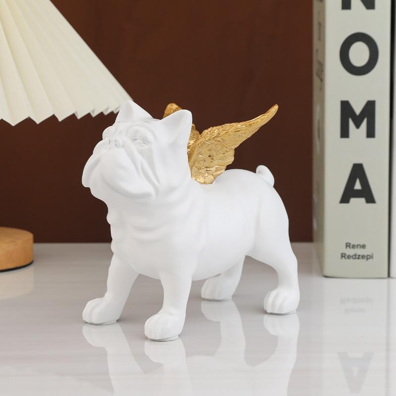 Simple Modern Home Decoration Accessories Black Gold Bulldog Ceramic Dog Crafts Living Room Entrance Desktop Decor Ideas