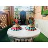 Set of 2 Metal Multicolor Rajasthani Decorative Lady Musician , Table Items for Home,Antique Gift Items, Tv Unit Showpiece (Each Size 9x10 Inch)