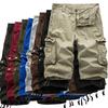 Men Summer Solid Cotton Casual Cargo Plus Size Design Handsome Multi-Pocket Shorts