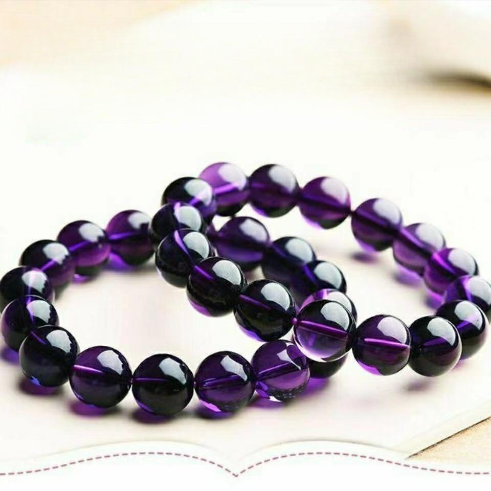 Браслет с аметистом, браслет с одним кольцом из фиолетового темного аметиста, украшения из аметиста, подарки на день рождения для мужчин и женщин.