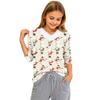 Girls' V-Neck Christmas Print Pullover Top for Winter Casual Wear