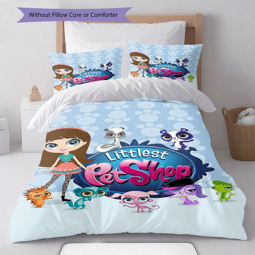 Littlest Pet Shop Pattern Bedding,Quilt Set Quilt Cover Pillowcase Home Birthday Gift(1 * duvet cover + 2 * pillowcase, without core)