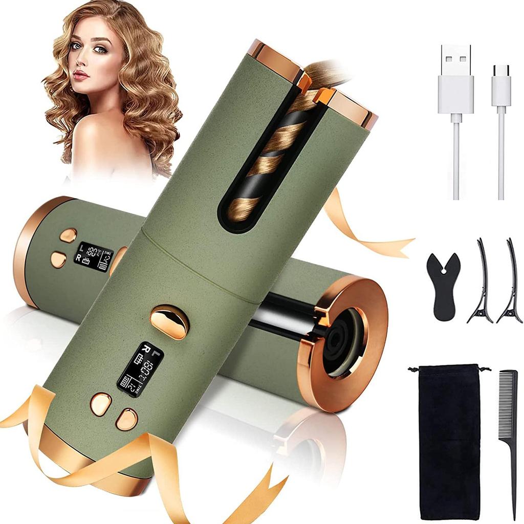 Беспроводная автоматическая щипцы для завивки волос Беспроводные щипцы для завивки волос USB Перезаряжаемый ЖК-дисплей Керамическая палочка для завивки волос Инструменты для укладки