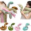 120/180cm Cartoon Strip Simulation Snake Plush Doll Colorful Boa Snake Plush Toy Home Decoration Gift for Boys and Girls