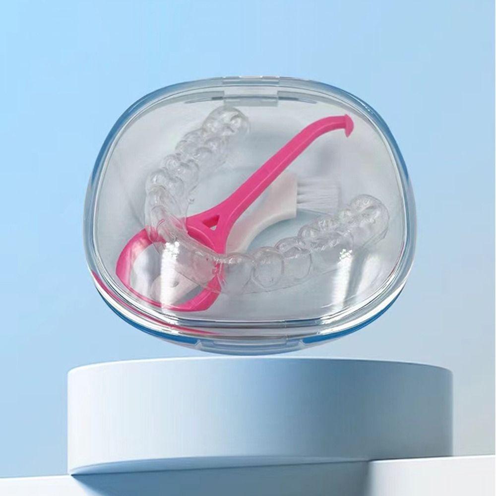 Square Dental Retainer Box Transparent Mouth Guard Container False Denture Boxes Dental Supplies