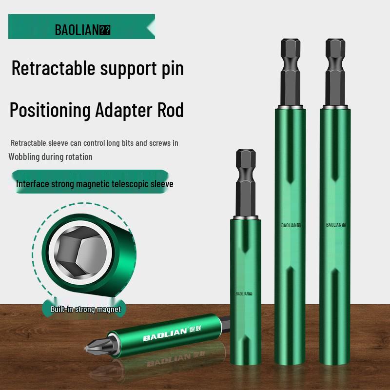 Телескопическая магнитная отвертка для позиционирования бит с шестигранным хвостовиком и удлиненным стержнем-гнездом