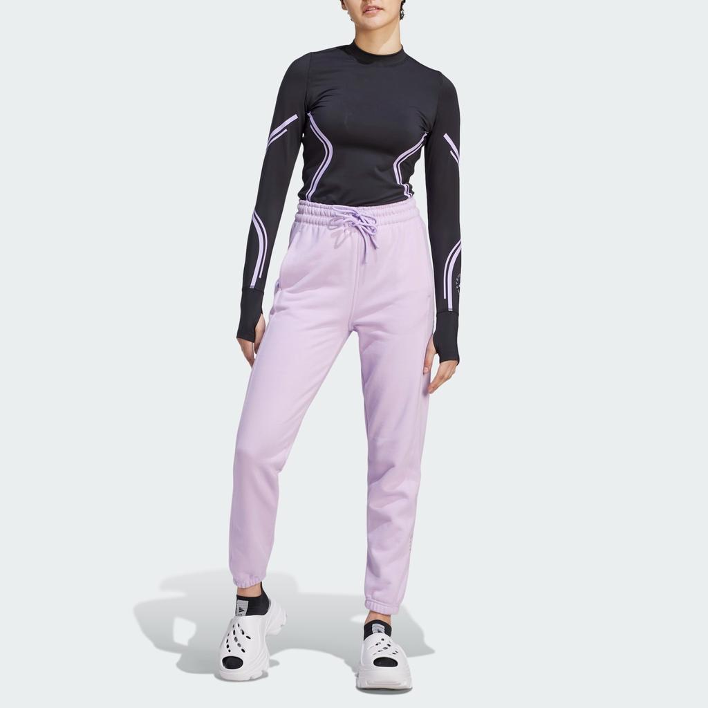 Adidas X Stella McCartney Обычные джоггеры Однотонные трикотажные спортивные брюки с завязками на манжетах Женские джоггеры Фиолетовые IB6861
