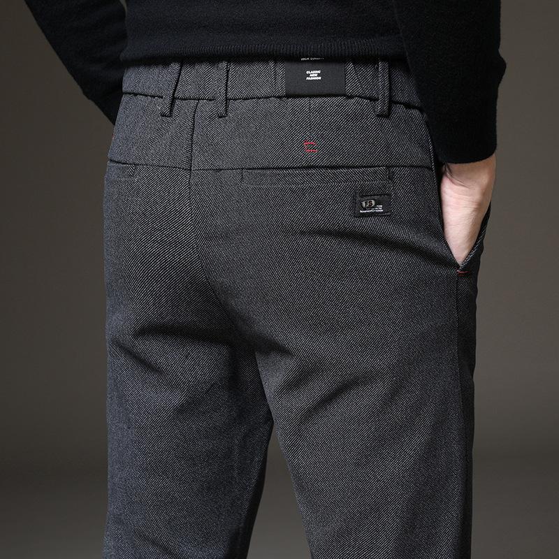 2024 осень и зима мужские плюшевые/обычные повседневные брюки универсальные облегающие брюки для костюма легкие деловые брюки длинные брюки