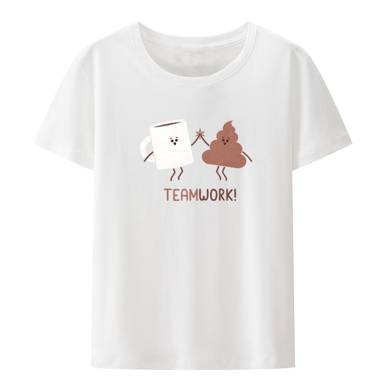 Teamwork Graphic Tshirts Funny Print Tee Unisexs Clothes Style Humor Camisetas Breathable Unisex Clothing Pattern Shortsleev Tees