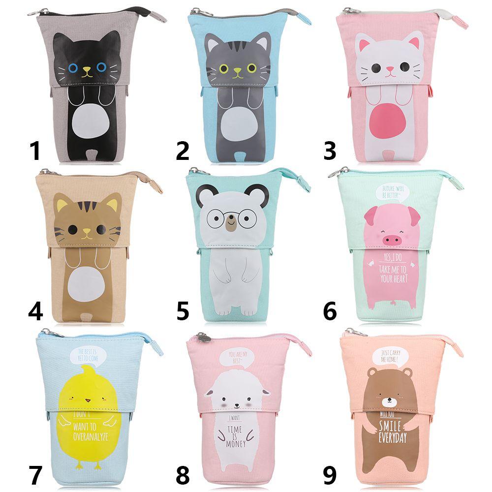 Fashion School Supplies Stationery Pencil Case Makeup Pouch Zipper Storage Box Flexible Pen Bag