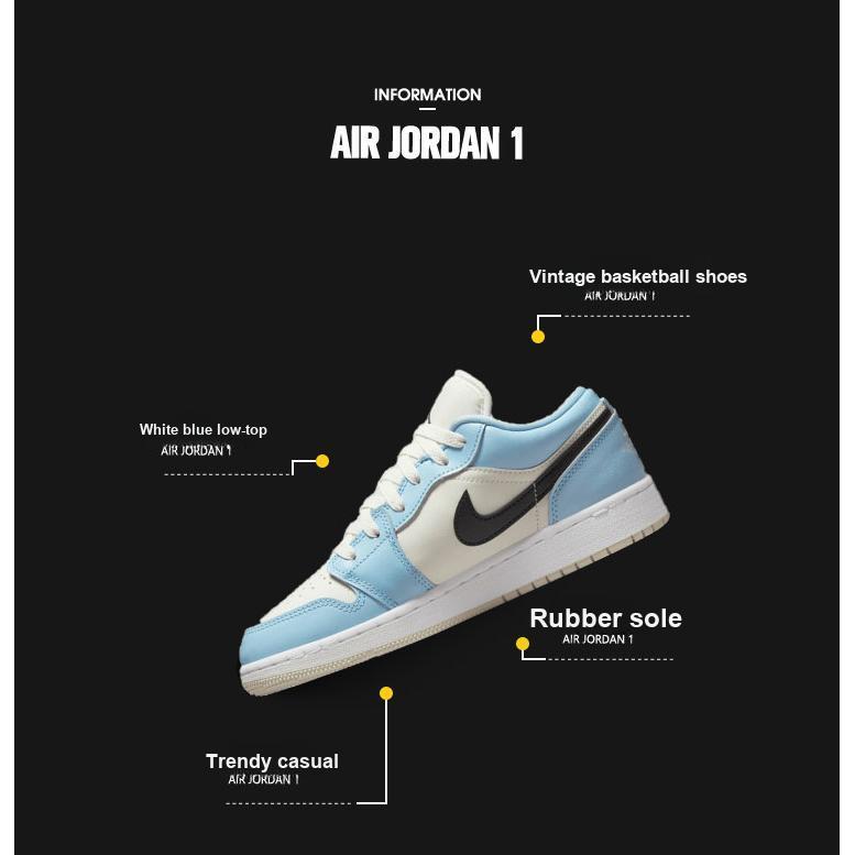 Детские кроссовки Air Jordan 1 Low GS Ice Blue Black Sail White 554723-401