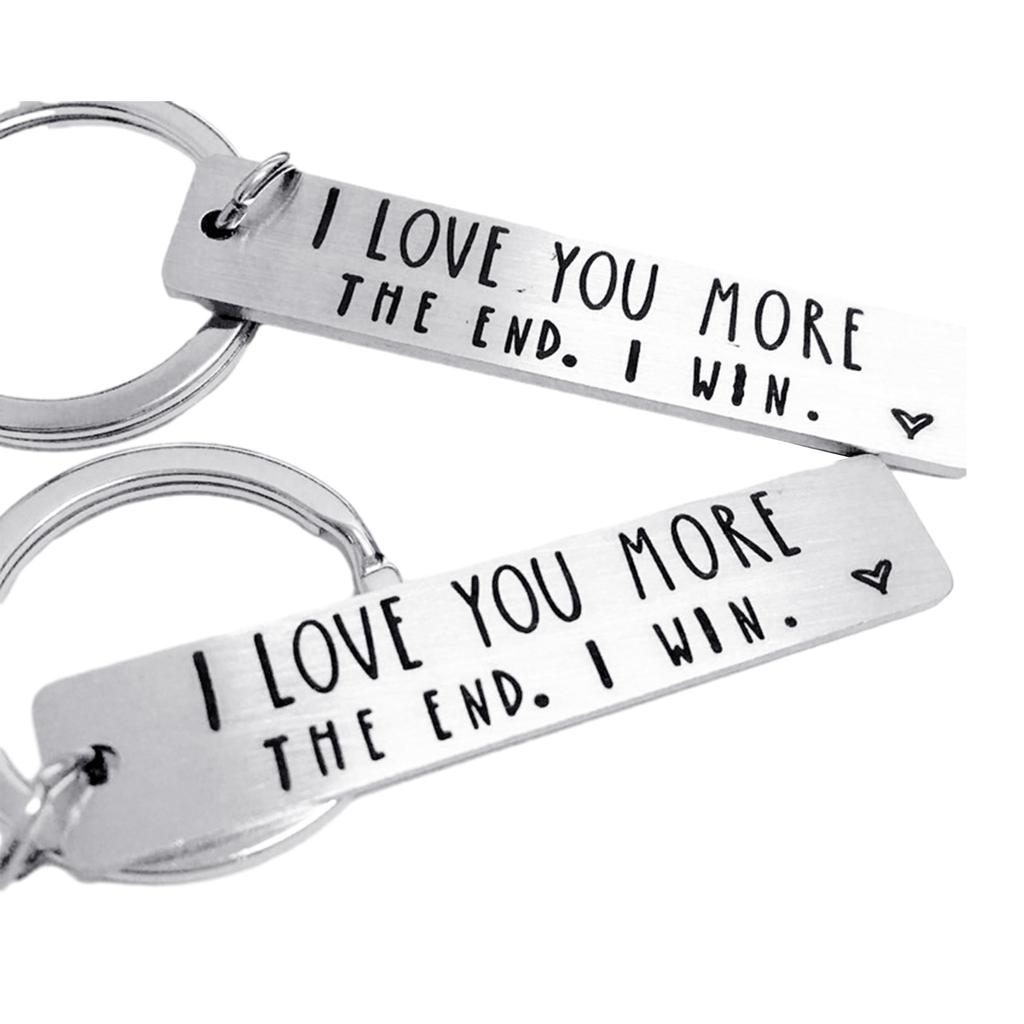 Lettering Keychain Engraved Keyrings I lOVE More The End Engraved Couple Keyring Charm for Birthday Christmas Gift