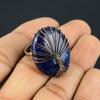 Медная проволока драгоценного камня лазурита обернутая кольцо ювелирных изделий ручной работы для женщины