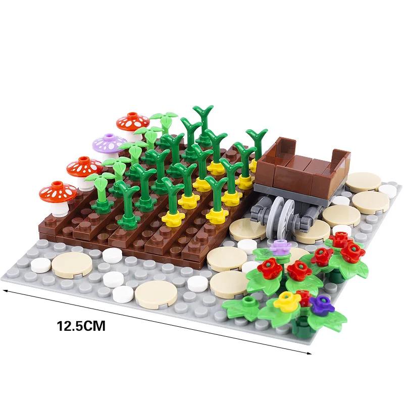 MOC Farm Building Blocks Pumpkin Patch Vegetable Transport Cart Water Wall Stable Pigsty Henhouse Kennel Bricks Toys Kids Gift