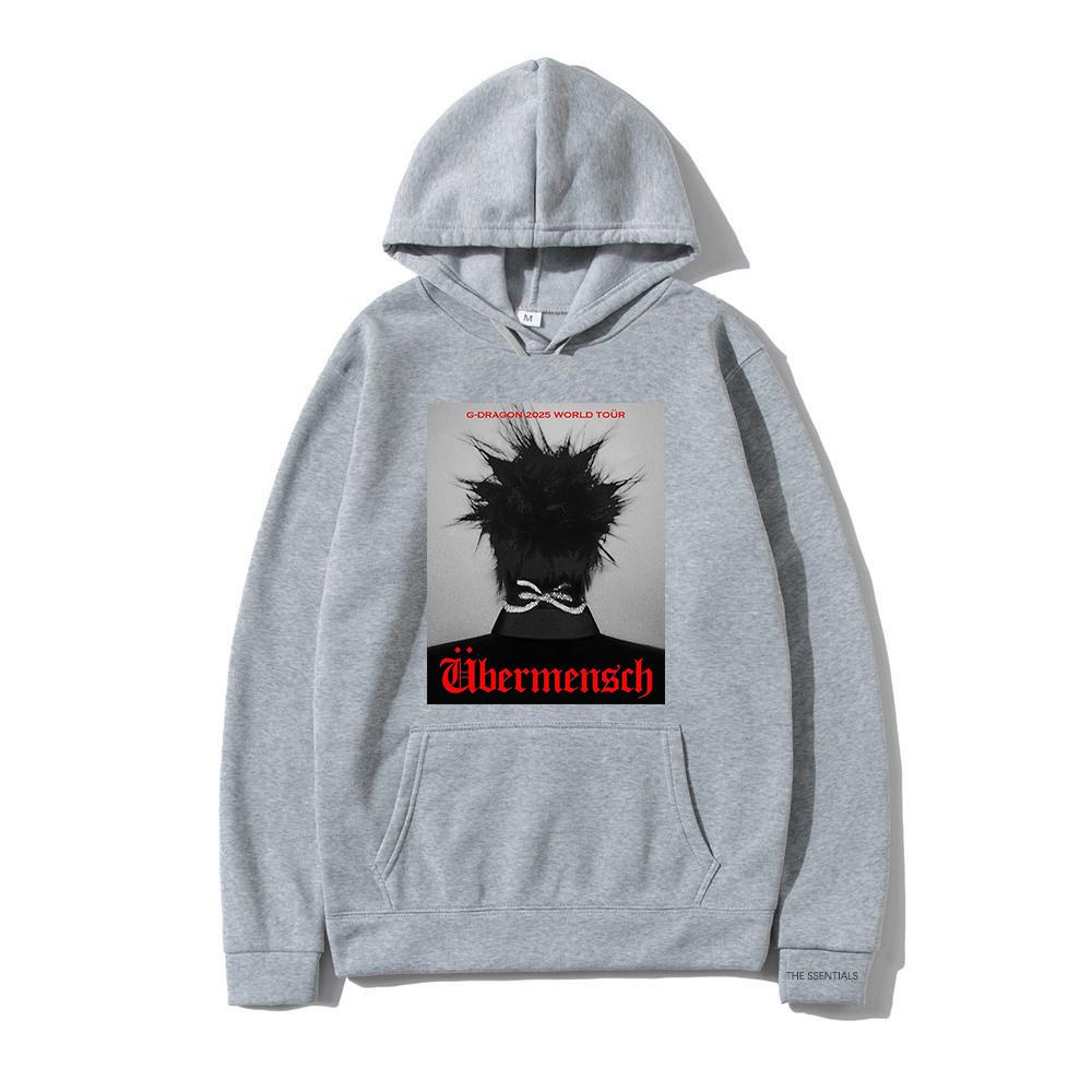Худи G-Dragon Übermensch 2025 Новый Альбом Мужские Женские Худи Хип-Хоп Y2k Худи с Капюшоном Лонгслив Флис Свободный Свитшот