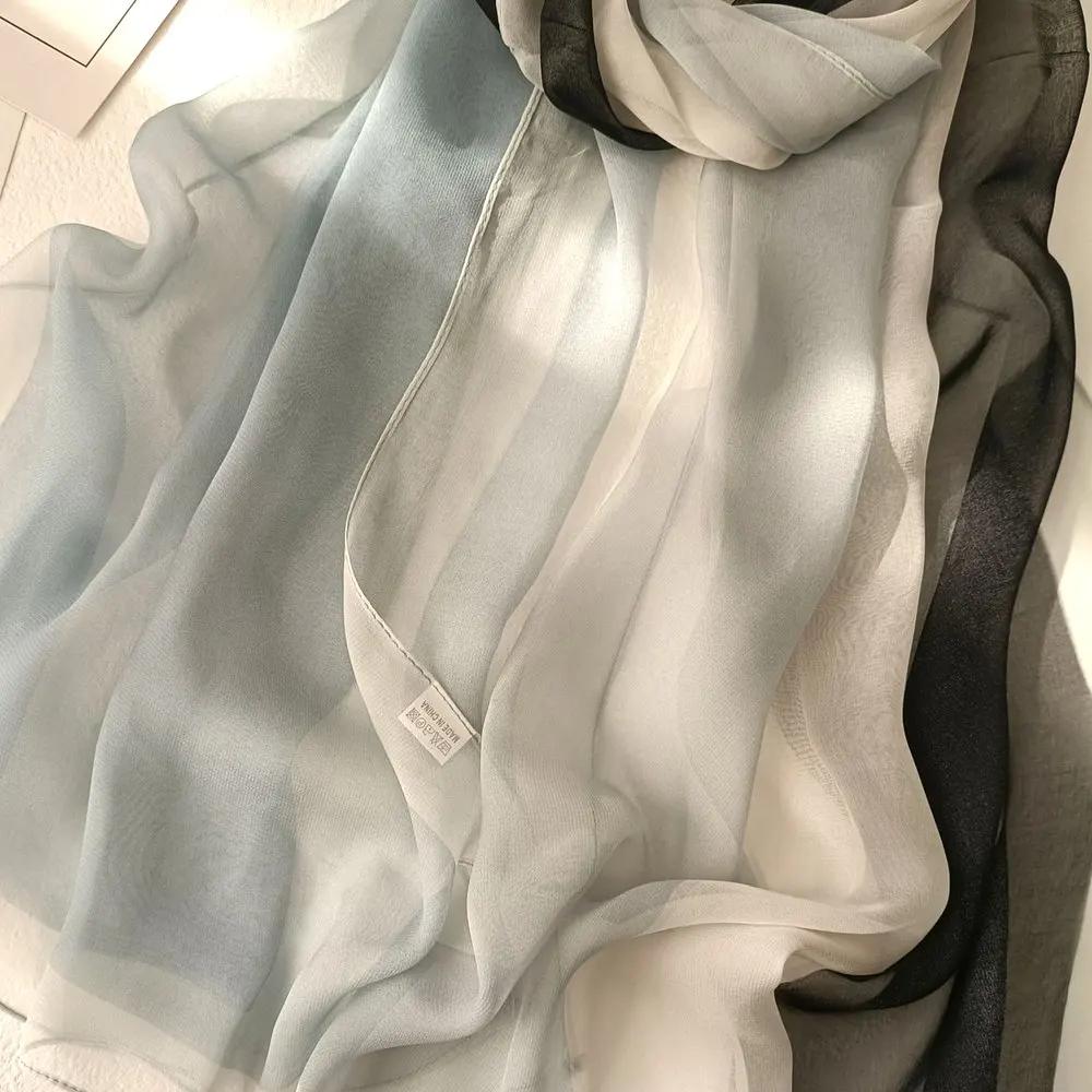 160*50Cm Long Wraps Beach Sunscreen Scarves Silky Georgette Thin Soft Chiffon For Women Gradient Printing Scarf Shawls Hijab