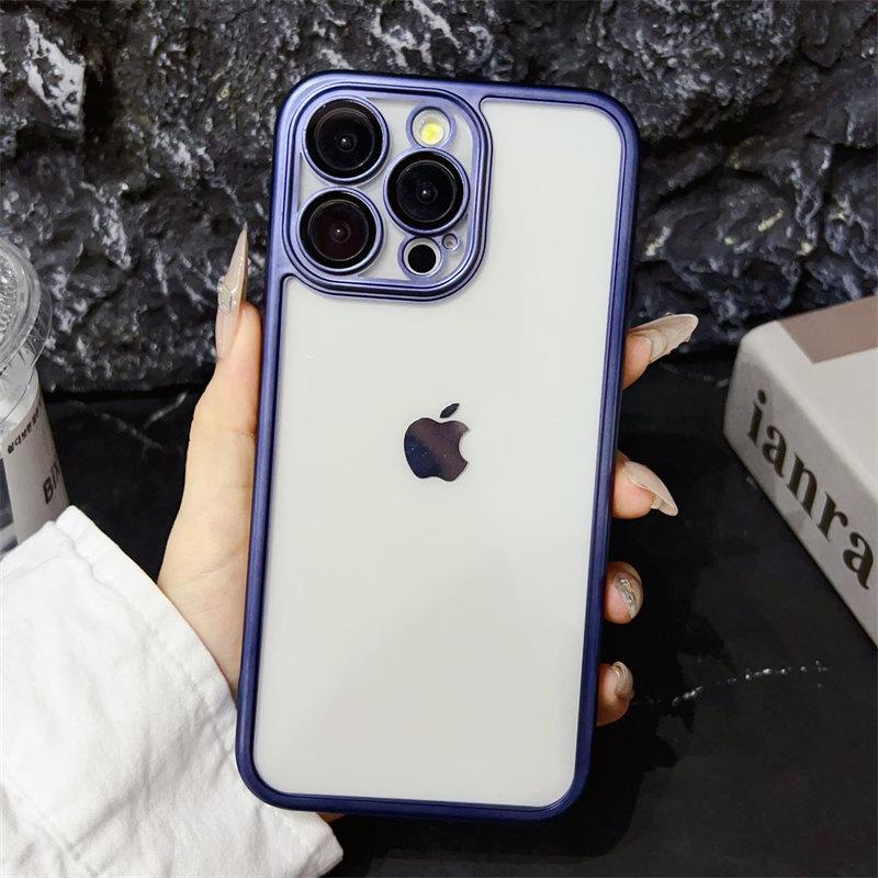 Luxury 6D Electroplated Frosted Case with Lens Film for iPhone 15 Pro Max 14 Plus 13 12 11 Pro All-inclusive Fall Protection Cover